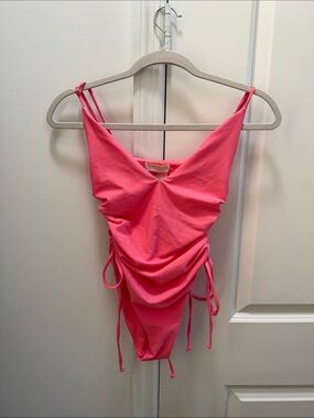 Ramy Brook Hot Pink Ruched One-Piece Swimsuit
